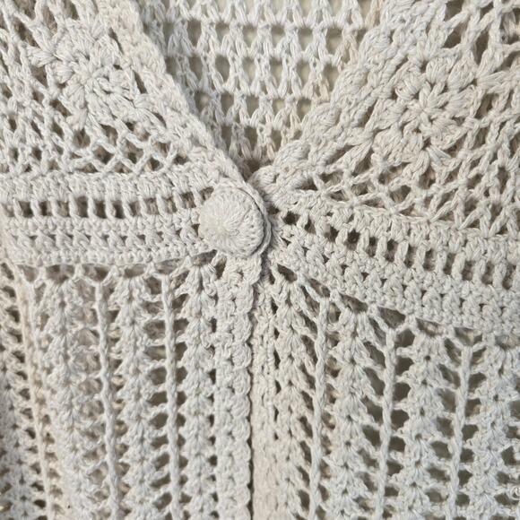 Christopher & Banks Sweater Women's S Cream Crochet Polished Boho Y2K Beachy - Picture 3 of 9